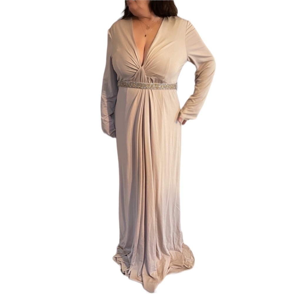 Jovani Floor Length Gown Beige